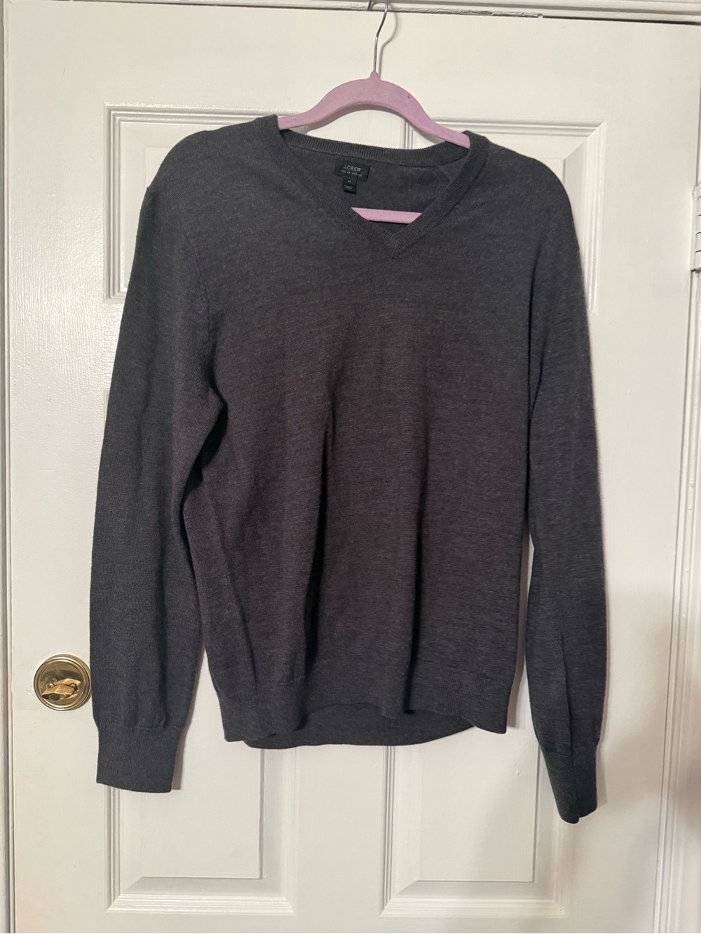 J. Crew Men's V-Neck Sweater - Charcoal 100% Merino Wool